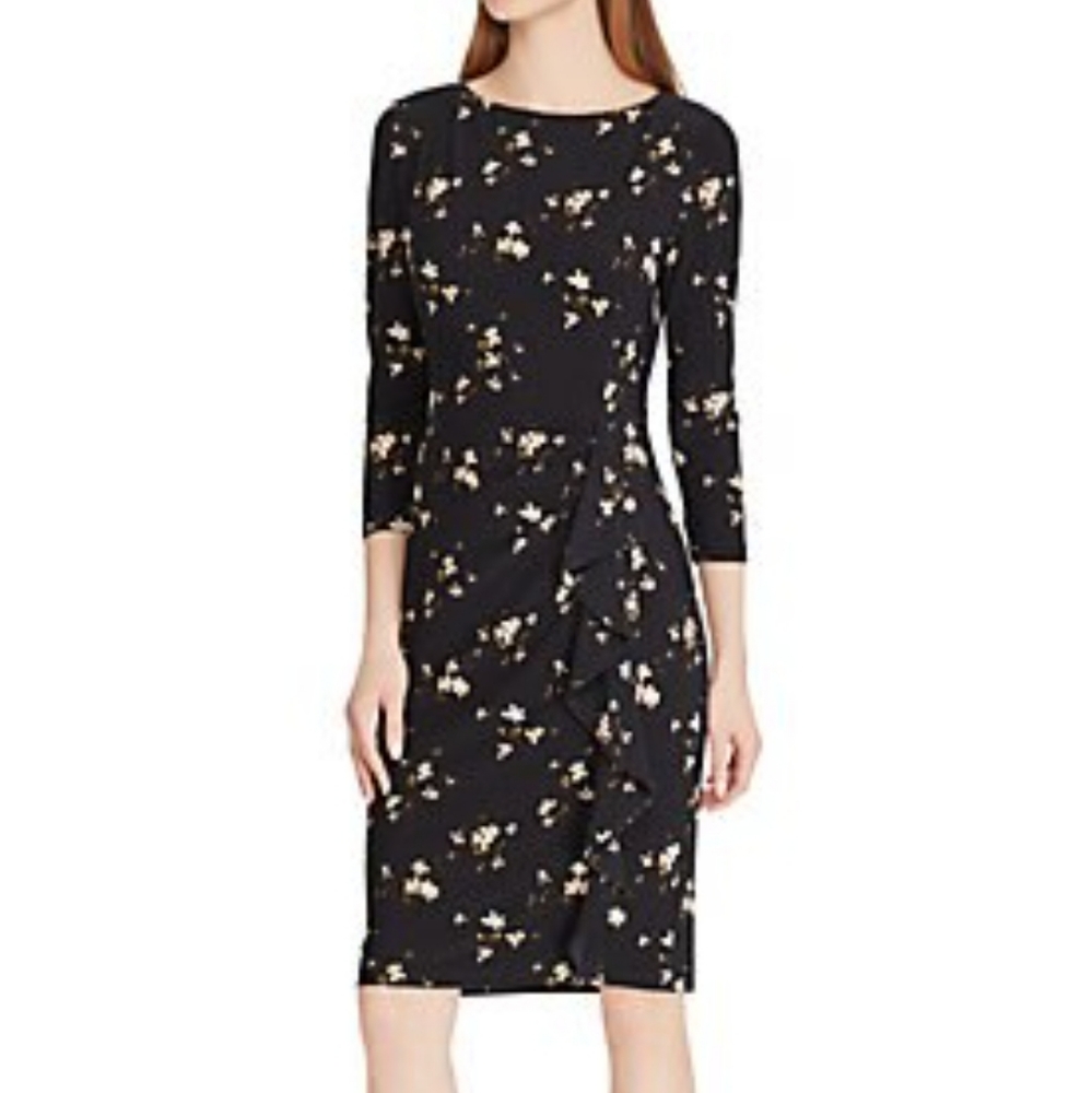 Ralph Lauren Black Floral Sheath Dress